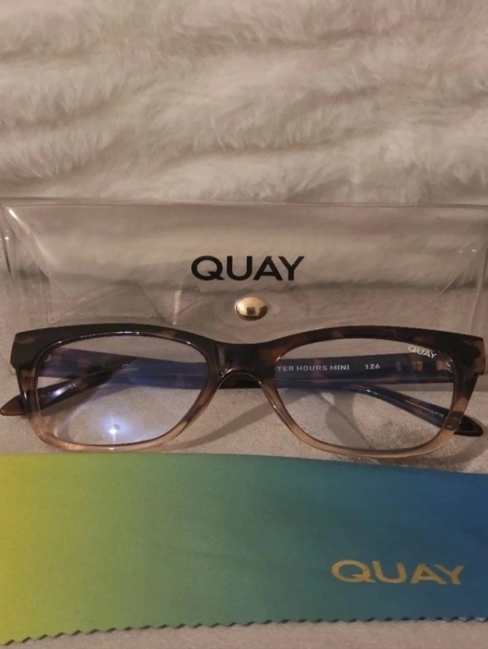 QUAY Tortoiseshell 'After Hours Mini' Clear Glasses